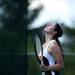 Greenhills No 4 doubles partner Anicka Gajor reacts to making an error on Thursday, May 16. Daniel Brenner I AnnArbor.com